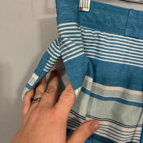 Sonoma Blue & White Men's Board Shorts Swim Trunks Size Small Striped Drawstring - Picture 3 of 7